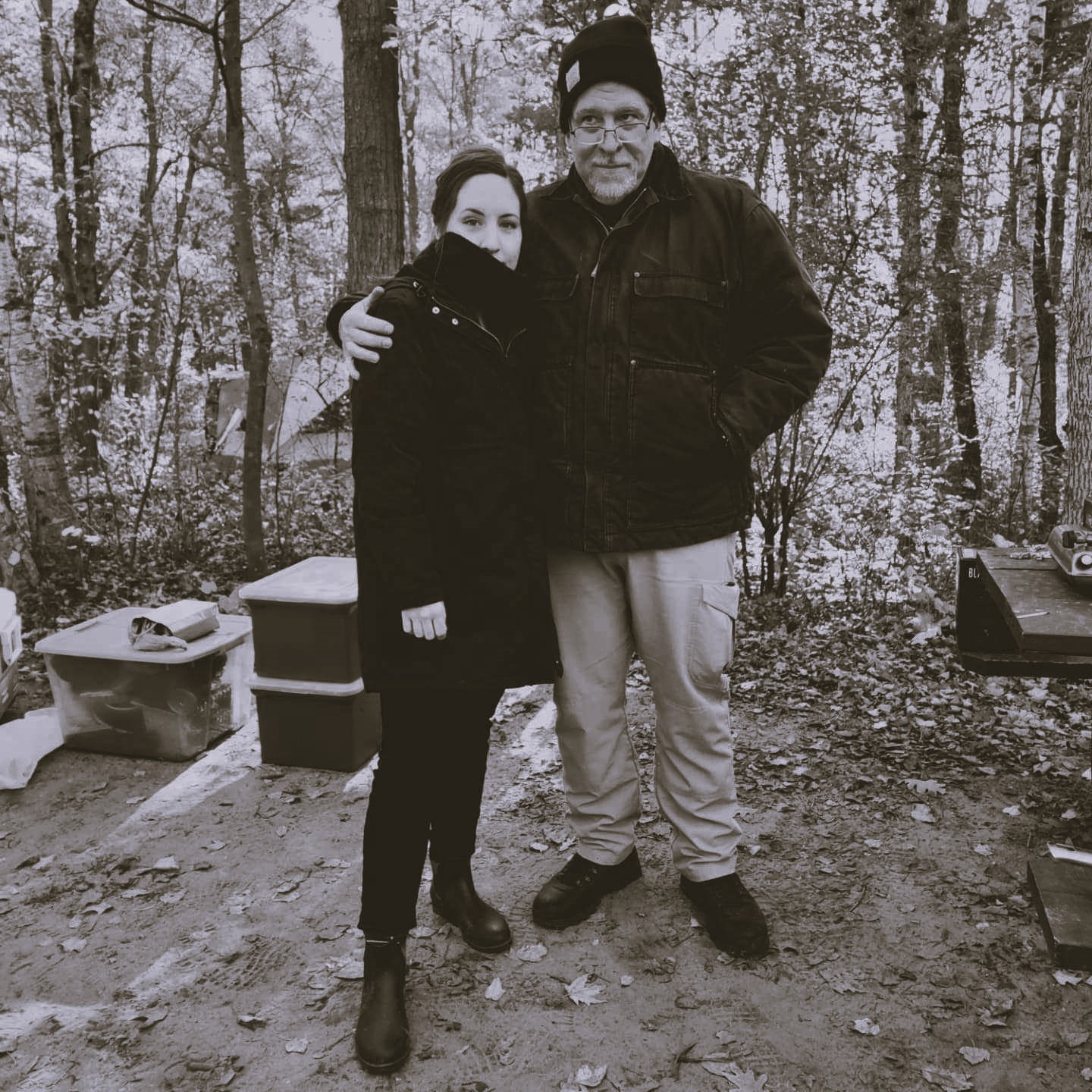 Evelyn and her father, Chris, camping